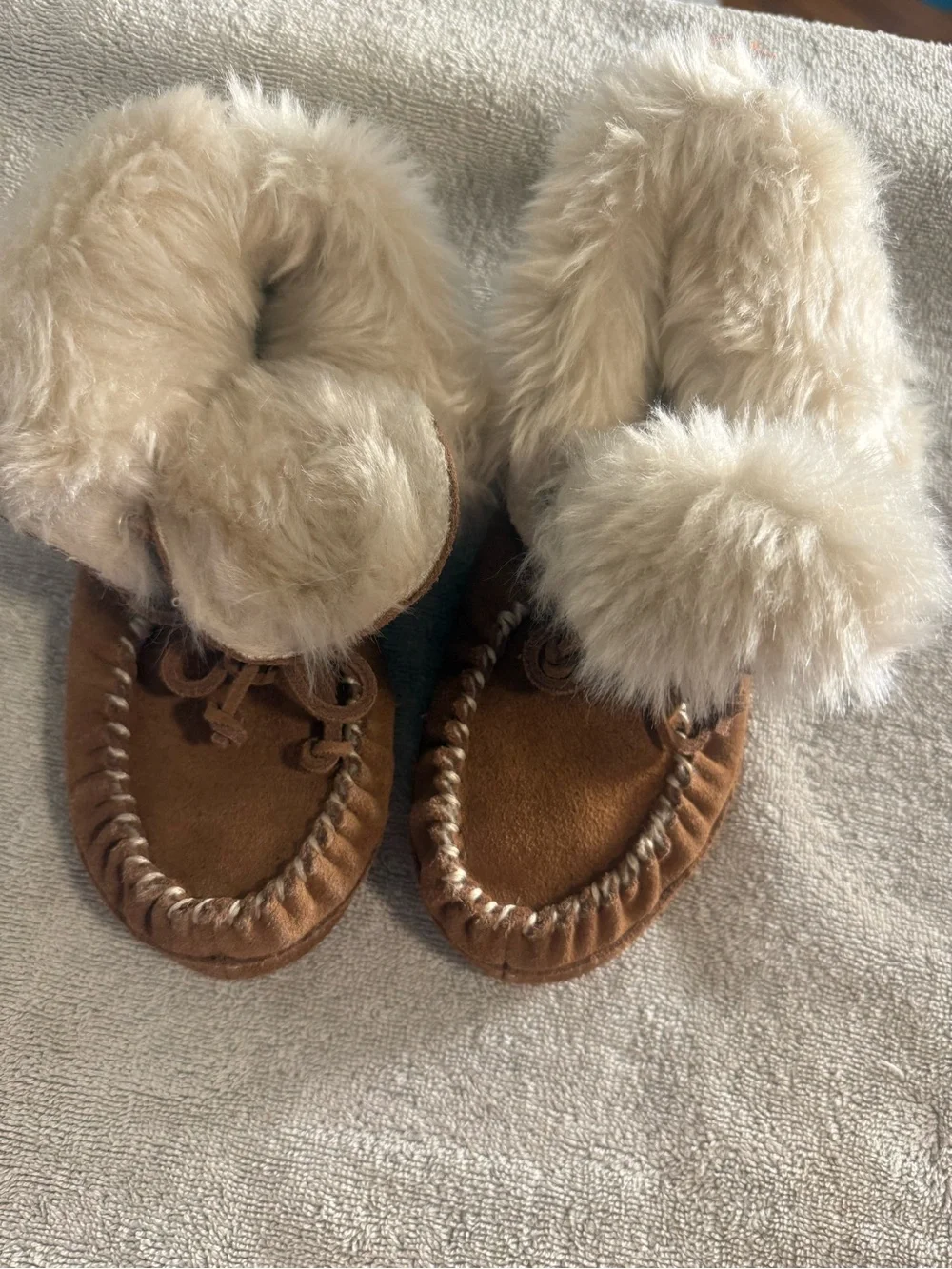 Hanna Andersson Brown Suede Faux Shearling Winter Boots Kids Size 13M